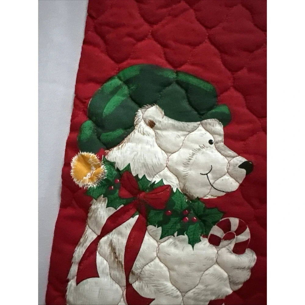 Vintage Handmade Quilted Christmas Stocking 14